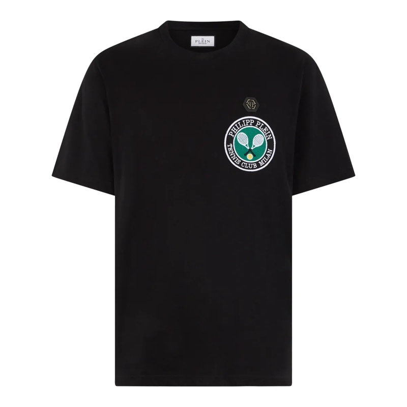Philipp Plein T-Shirt Round Neck T-Shirt Patch Tennis schwarz