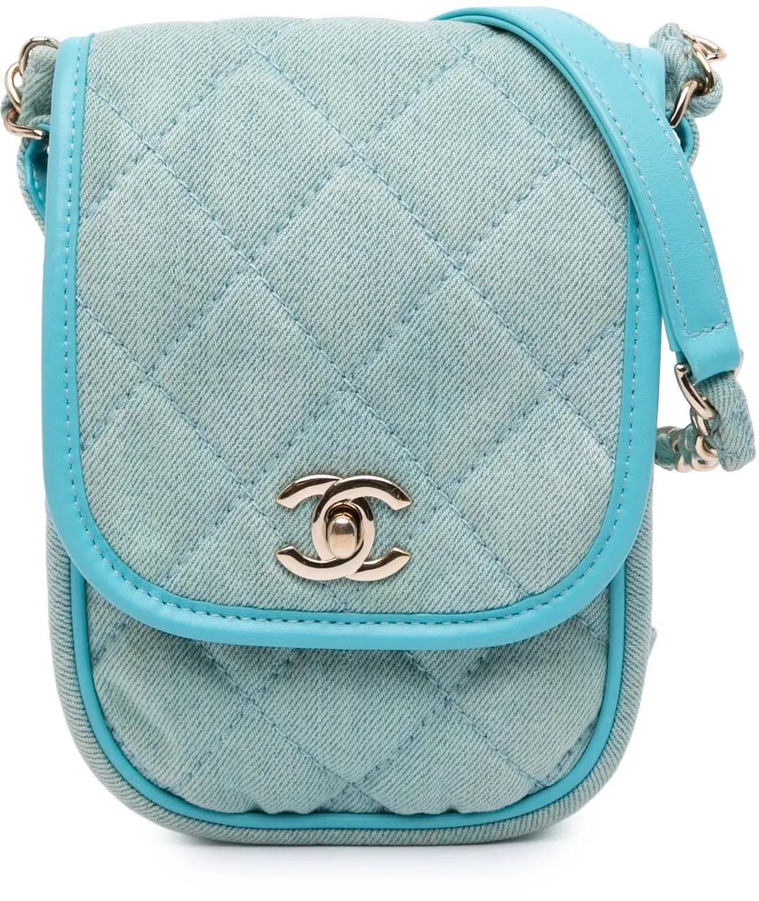 Chanel Hobo Bags - Mini CC Quilted Denim Crossbody - Gr. unisize - in Blau - für Damen