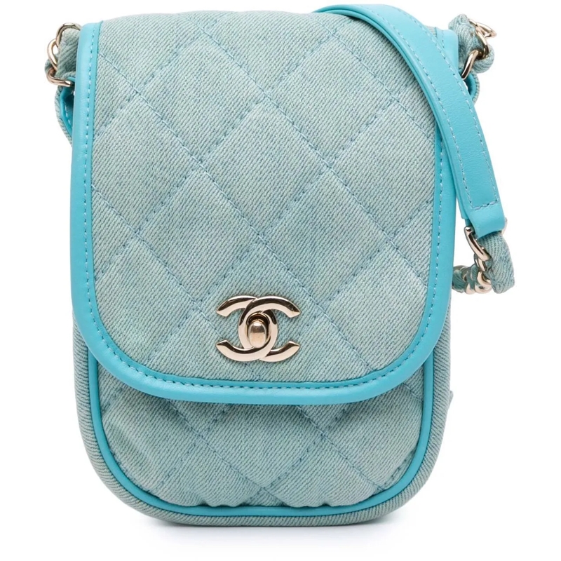 Chanel Sac à bandoulière Mini CC Quilted Denim Crossbody blau
