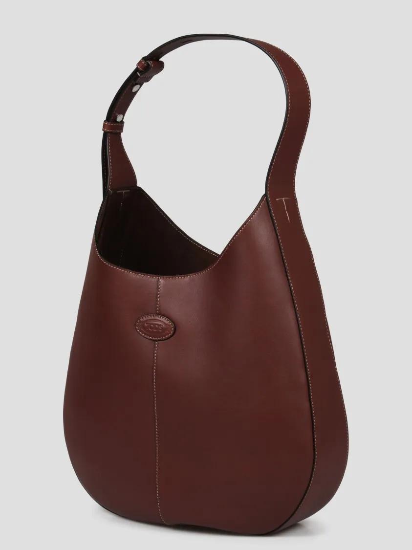 TOD'S Shoppers Hobo Leather Bag in bruin