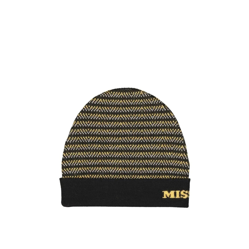 Missoni Hoed Chevron-Pattern Wool Hat With Ribbed Cuff Black
