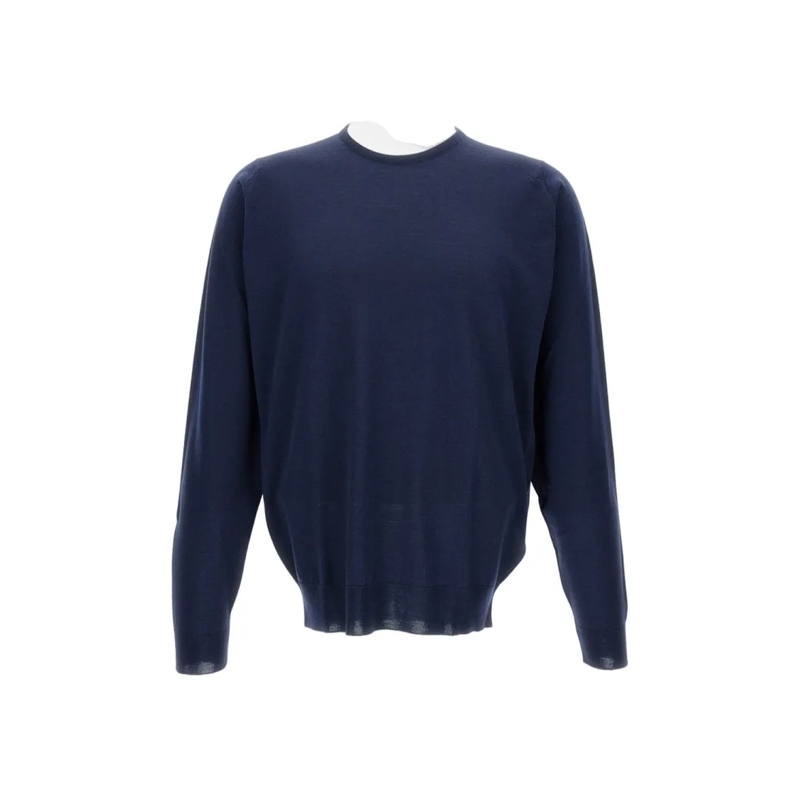 John Smedley Pull Long Sleeve Crew Neck Sweater In Extra-Fine Merino Blue