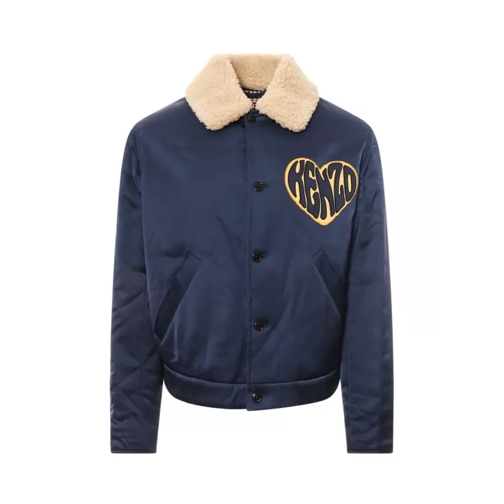 Kenzo Viscose Jacket With Heart Patch Blue 