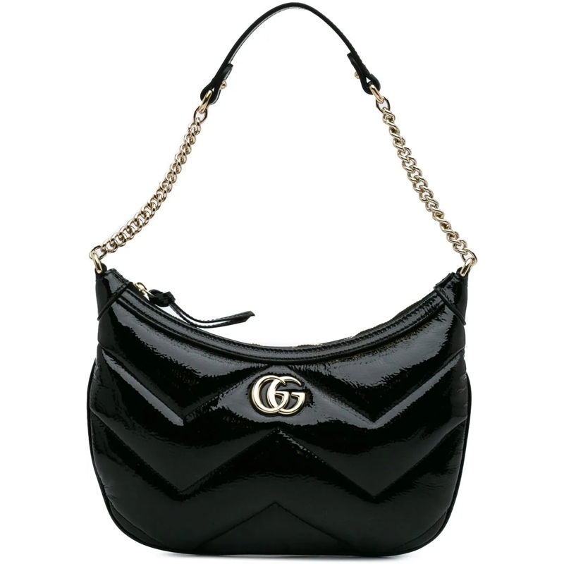 Gucci Schultertasche GG Marmont Matelasse Patent Shoulder Bag schwarz