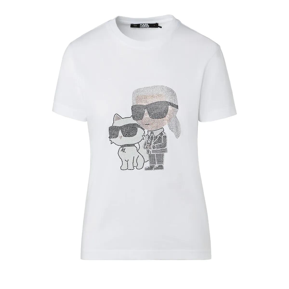 Thumbnail - Karl Lagerfeld - KARL IKONIK -KARL-&-CHOUPETTE-T-SHIRT MIT STRASS - Größe XS - weiß