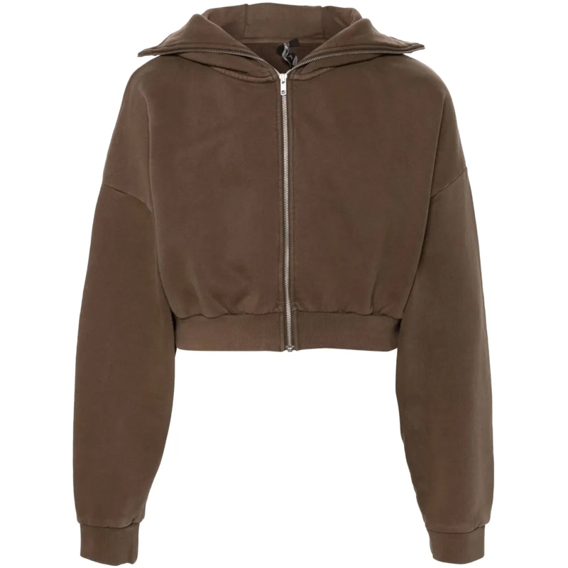 ENTIRE STUDIOS T-Shirt Cropped Full Zip Brunette braun