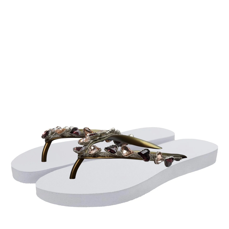 UZURII Flip Flops Zehentrenner Heart Bronze weiss
