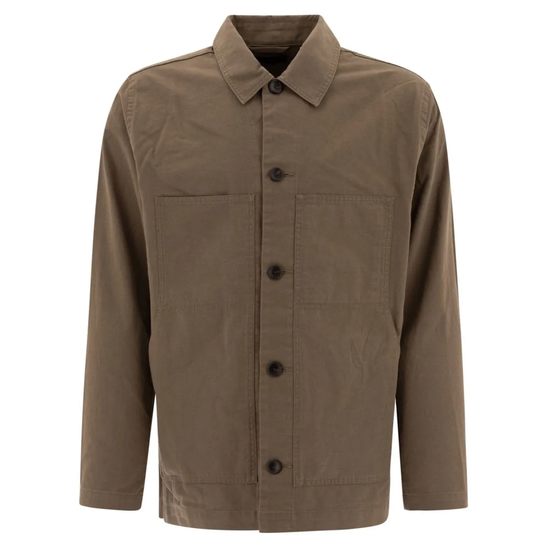 Vince  Cotton And Linen Utility Jacket Brown