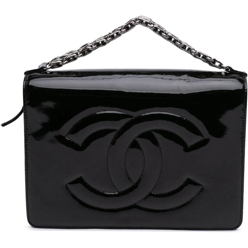 Chanel Fourre-tout Mini CC Patent Clutch With Chain schwarz