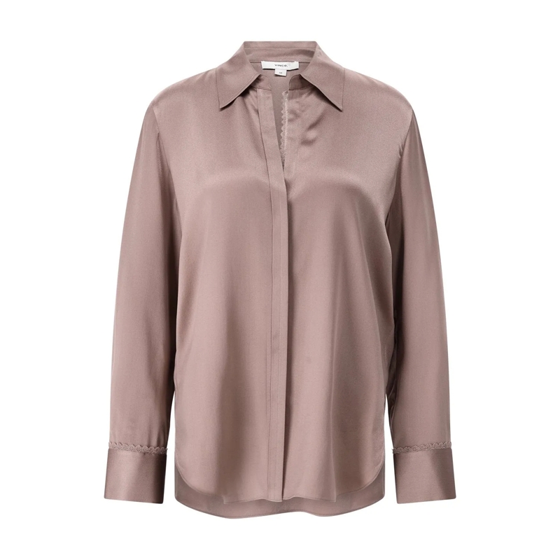 Vince Bluse Hemdbluse aus Seide Lila