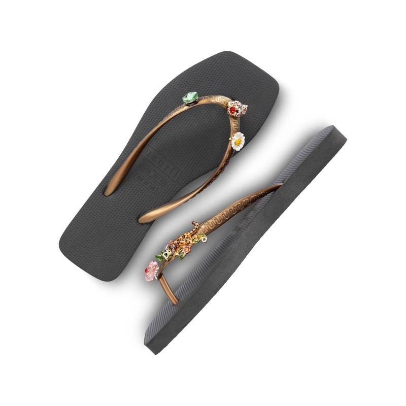 UZURII Flip Flops flip flop Flore Square Grande schwarz(Image 4)