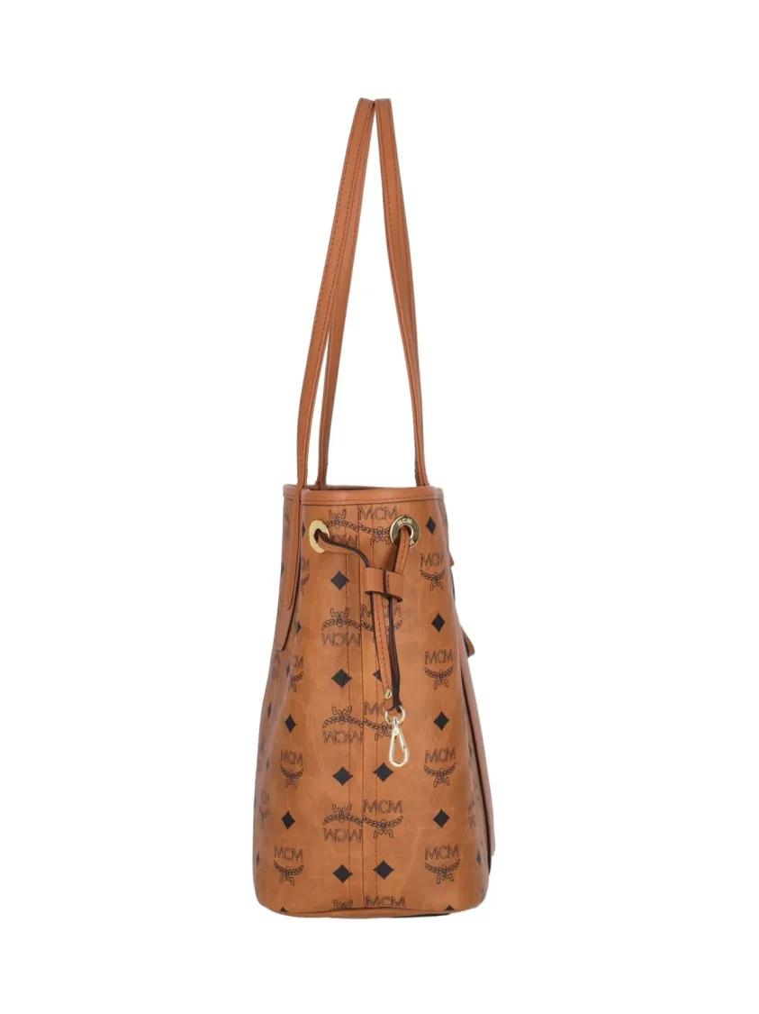 MCM Shoppers & Totes Reversible Small Tote Bag With Monogram Print in bruin