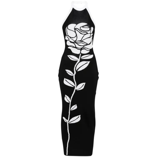 Balmain White/Black Floral-Jacquard Maxi Dress Black 