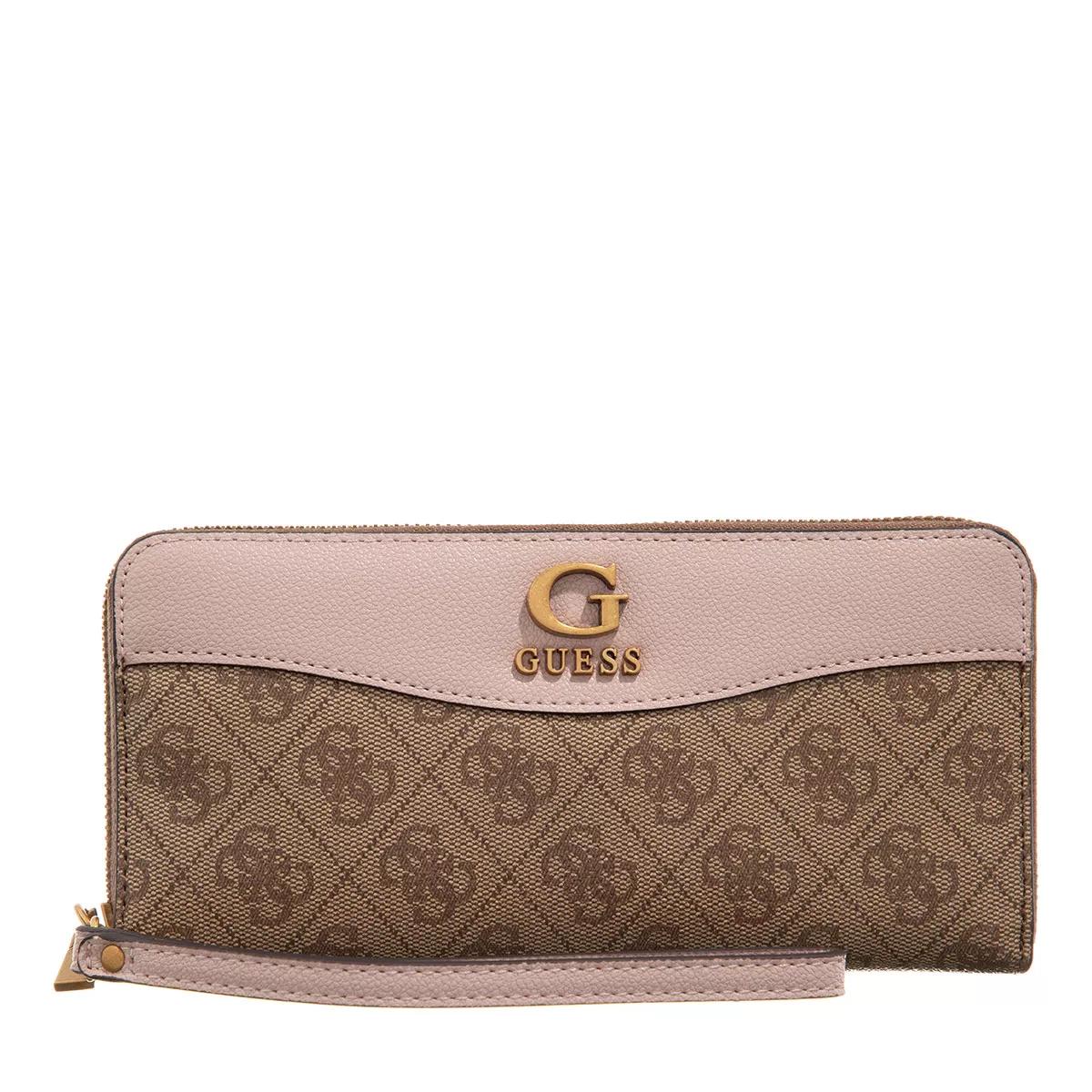 Guess Nell Logo Large Zip Around Latte Logo/Rosewood Portemonnaie mit