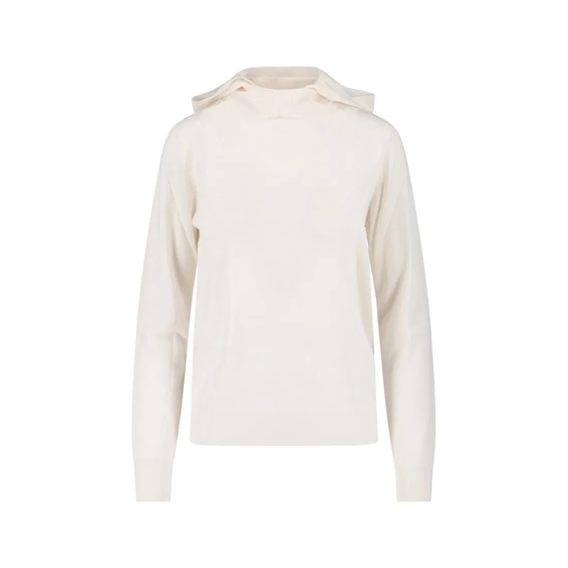 P.A.R.O.S.H. Pull Minimalist White Sweater With Ribbed Hem White