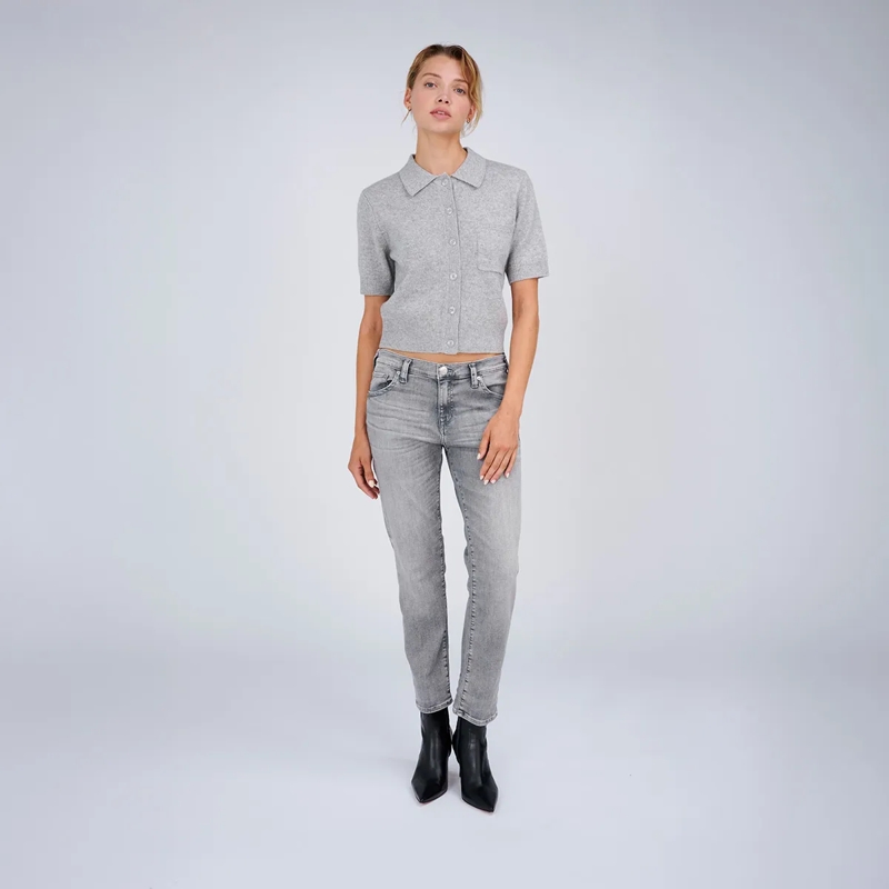 True Religion Strickjacke - Kurze Ärmel- Gerader Schnitt- Rippbündchen an  grau(Image 2)