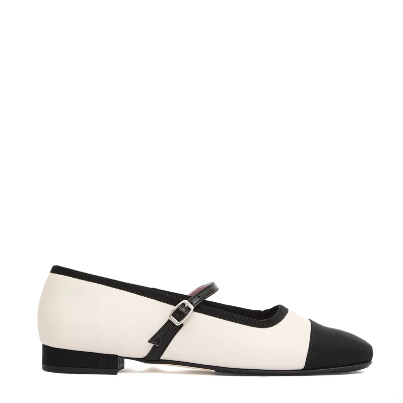 Carel Paris Balletschoenen Ballerina Pelle Bianca E Canetè Nero Neutrals