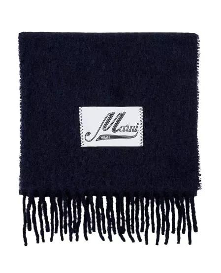 Marni Tücher & Schals - Blue Applied Logo Patch Scarf - Gr. unisize - in Schwarz - für Damen