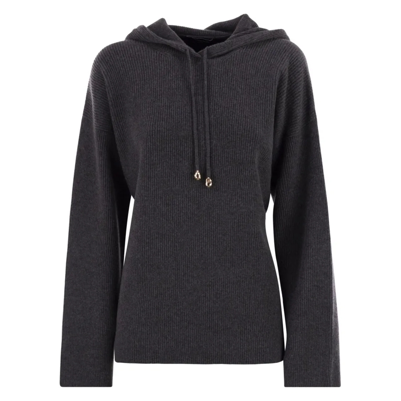 Fabiana Filippi Trui English Ribbed Hooded Sweater Black