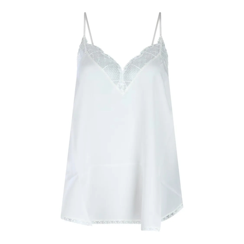 Zadig & Voltaire Blouse Silk Top With Intricate Lace And V-Neckline White