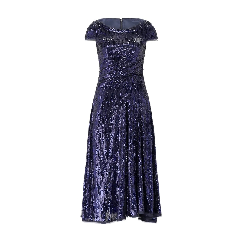 Talbot Runhof Maxikleid Abendkleid mit Pailletten blau