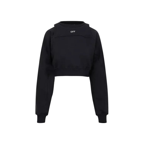 Off-White Black Cotton Off Stamp Round Crop Crew Neck Black 