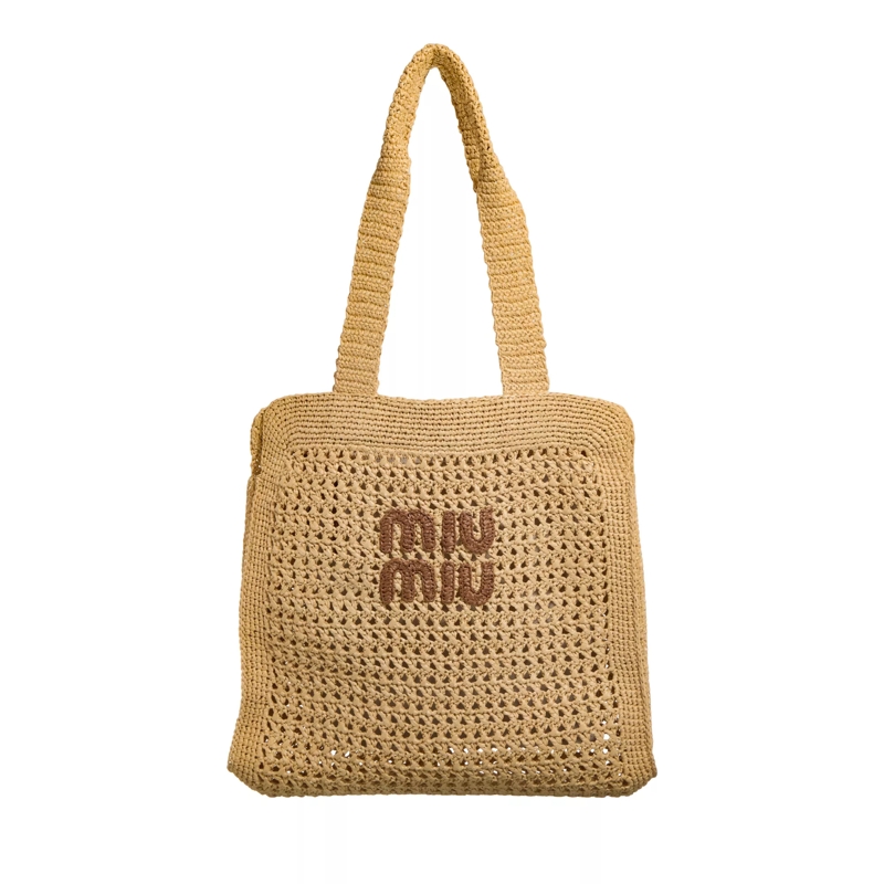 Miu Miu Shopper Crochet Rete naturale cognac