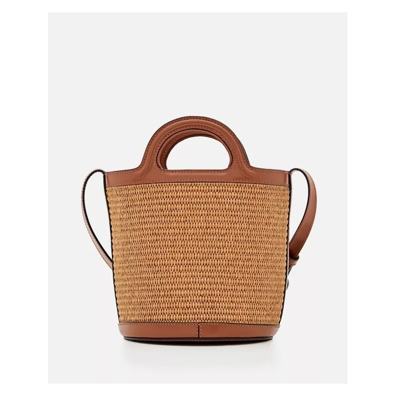 Marni Bucket Bag Brown Cotton Blend And Leather Handbag Brown(Image 7)