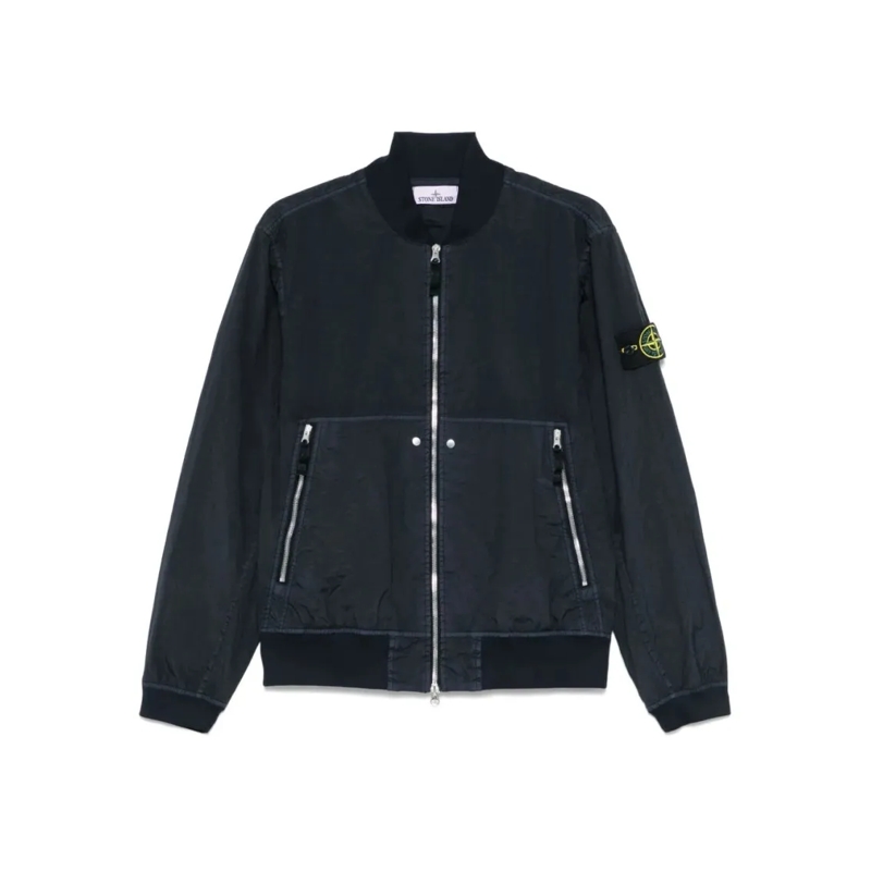 Stone Island Blouson aviateur Compass-Badge Bomber Jacket Blue