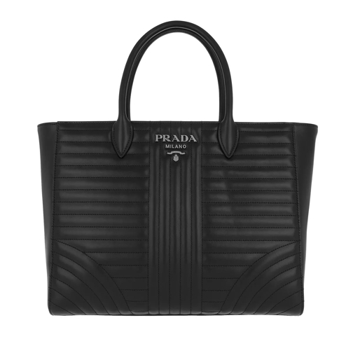 Prada Diagramme Tote Quilted Leather Nero 2 Rymlig shoppingväska