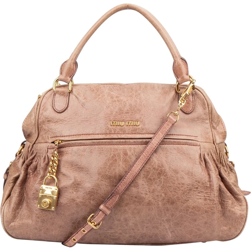 Miu Miu Tote Miu Miu Leather Padlock Handbag rot