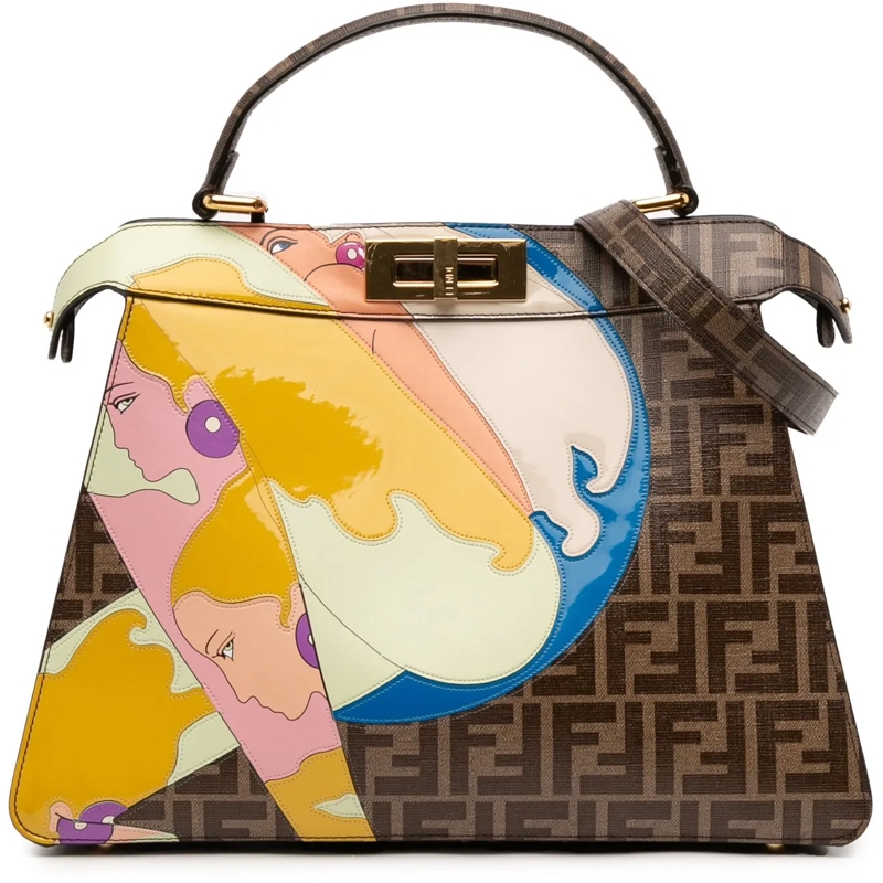 Fendi Sac à bandoulière Antonio Lopez Medium Zucca Coated Canvas Peekaboo  braun