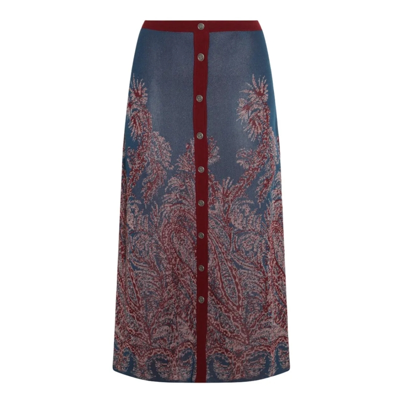 Etro Minirok Midi-Length Floral And Paisley Skirt Grey