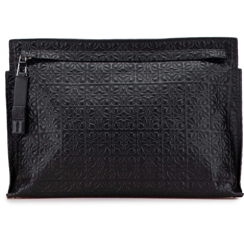 Loewe Clutch Embossed Leather Anagram Repeat T Clutch schwarz