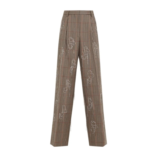 Dries Van Noten  Porter Emb Brown Wool Pants Brown