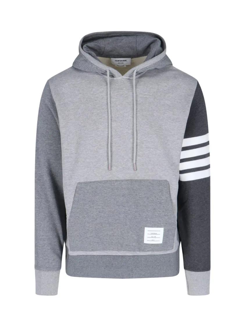 Thumbnail - Thom Browne - Loopback 4-Bar Hoodie Sweatshirt – Grey - Größe 2 - grau