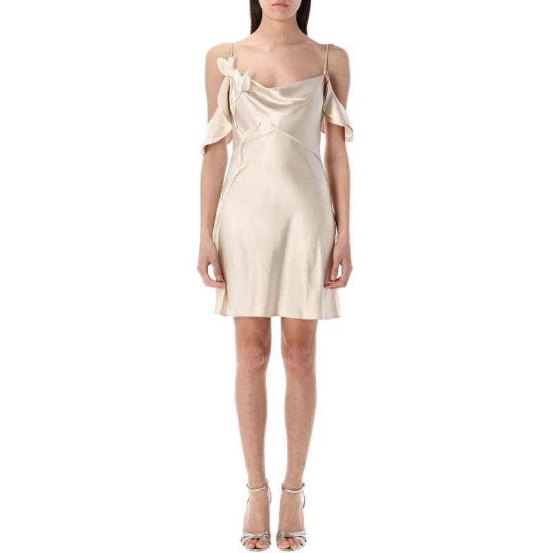 Self Portrait Minikleid Flower Satin Mini Dress Neutrals
