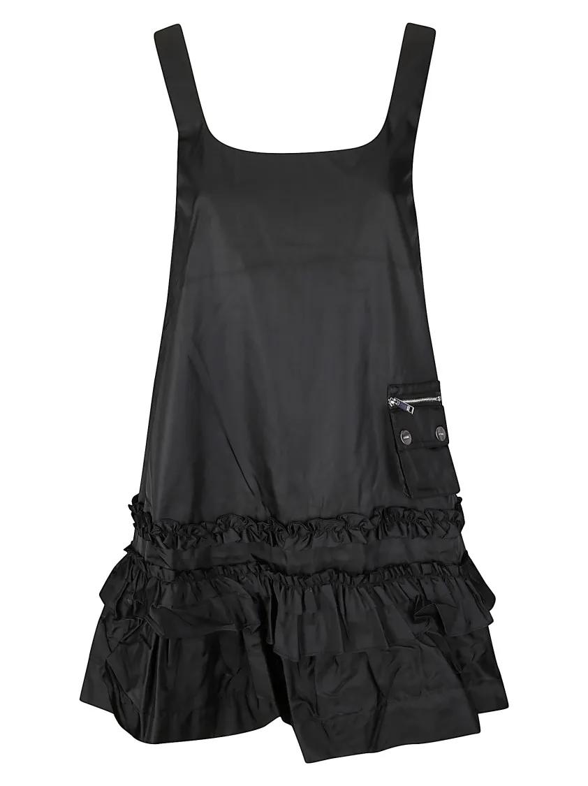 GANNI - Ruffled Mini Dress With U-Neckline