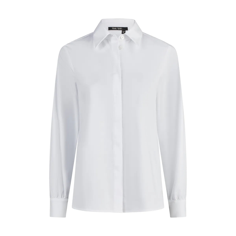 Marc Aurel Bluse Diese Poplinebluse mit Raffungsdetail im Rücken au weiss