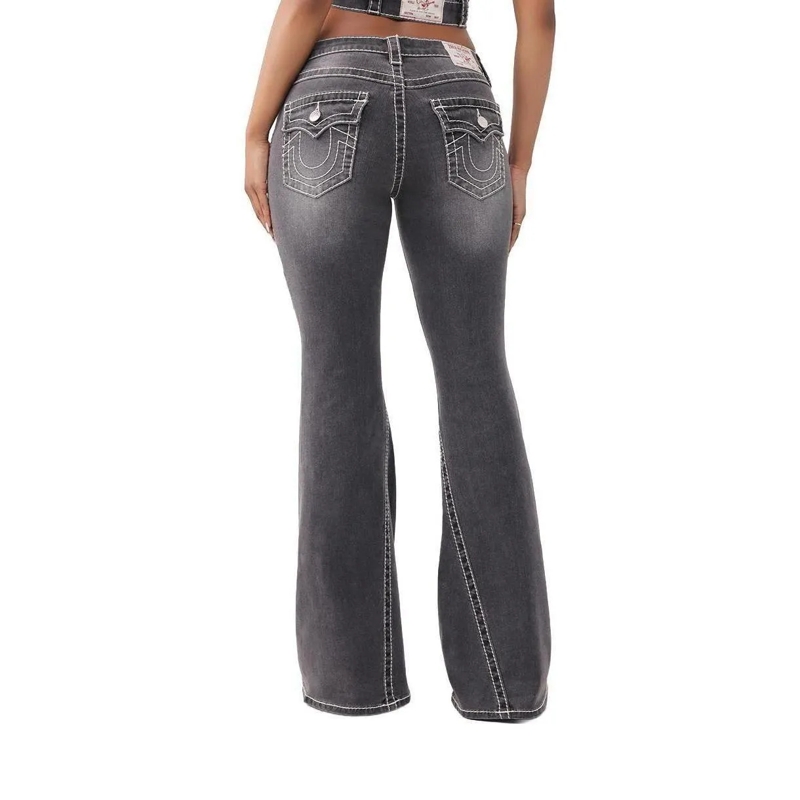 True Religion Jeans - Flared-Jeans- Weiter Schlag- Drehbein- Gedreh schwarz(Image 3)