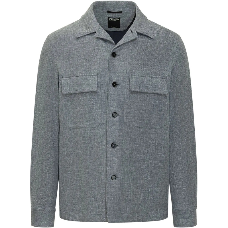 Zegna Haut décontracté Giacca Camicia con Tasche Frontali grau
