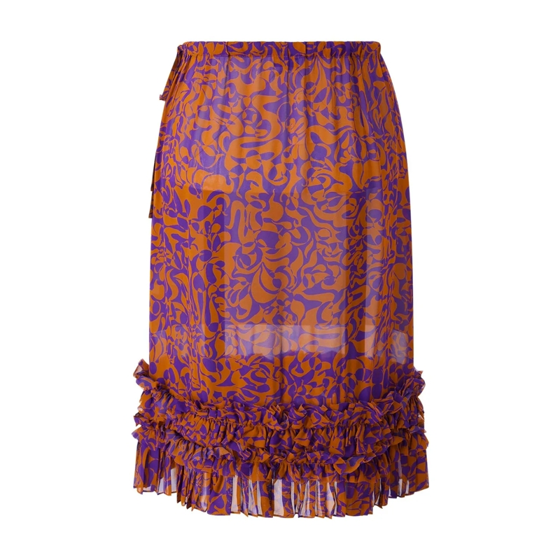 Dries Van Noten Maxirock Midirock Scotts mit Muster orange(Image 3)