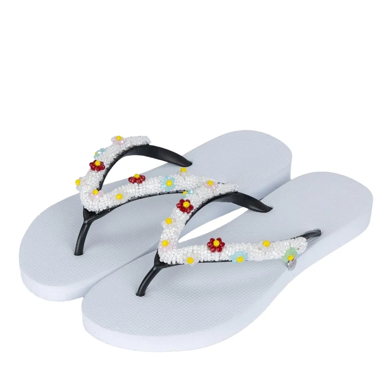 UZURII Flip Flops Zehentrenner Flowery White Aby weiss