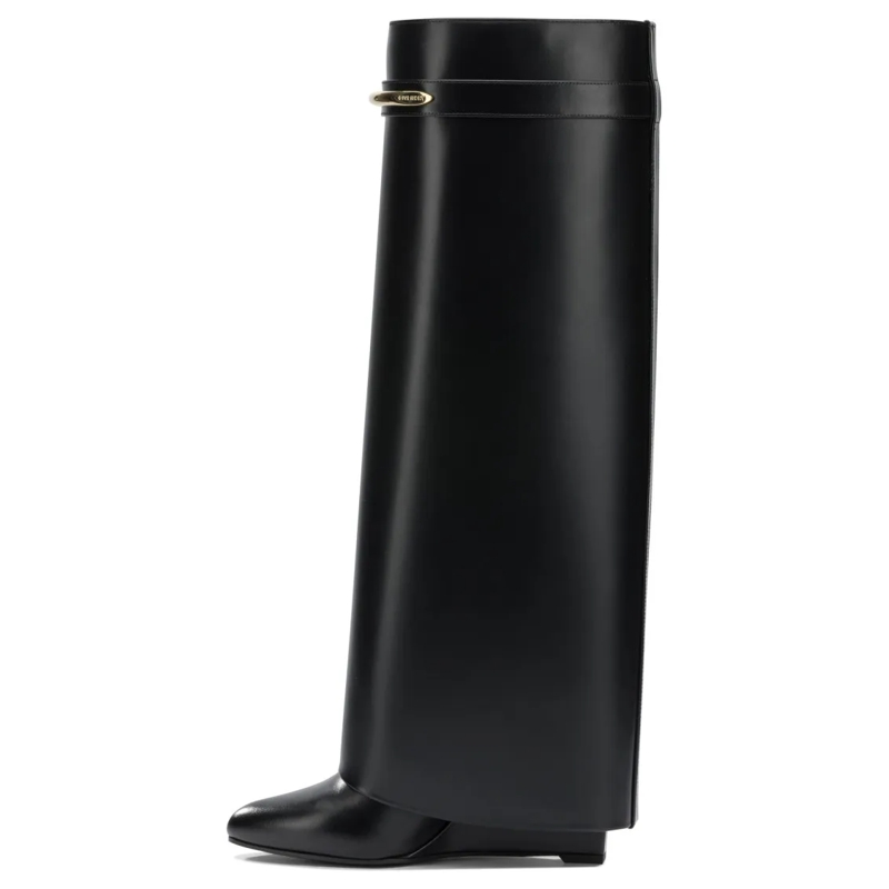 Givenchy Bottes Pointed Toe Calf Leather Ankle Boots With Metallic Black(Image 3)