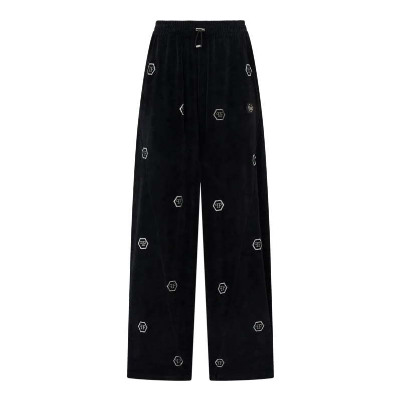 Philipp Plein Jogginghose Chenille Skater Fit Tracksuit Pants Monogram Stras schwarz