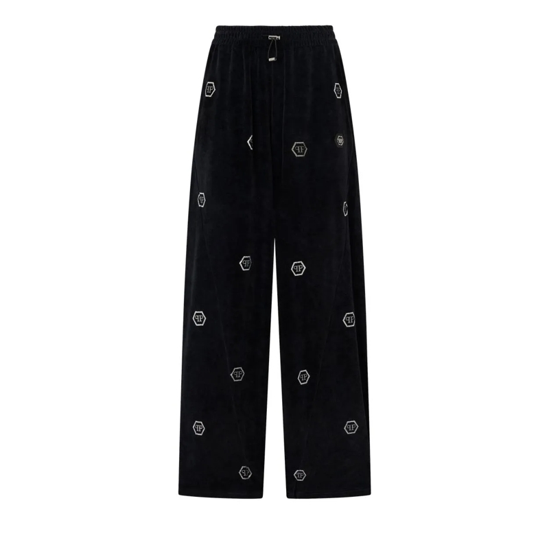 Philipp Plein Hose Chenille Skater Fit Tracksuit Pants Monogram Stras schwarz