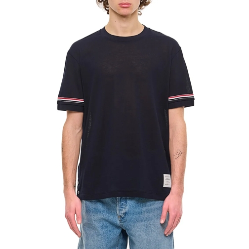 Thom Browne T-Shirts Ribbed Cuff T-Shirt Blue