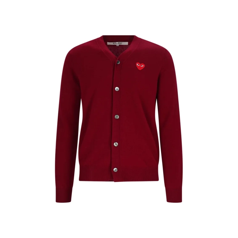 Comme des Garcons Strickjacke Bordeaux Wool Cardigan With V-Neck Red