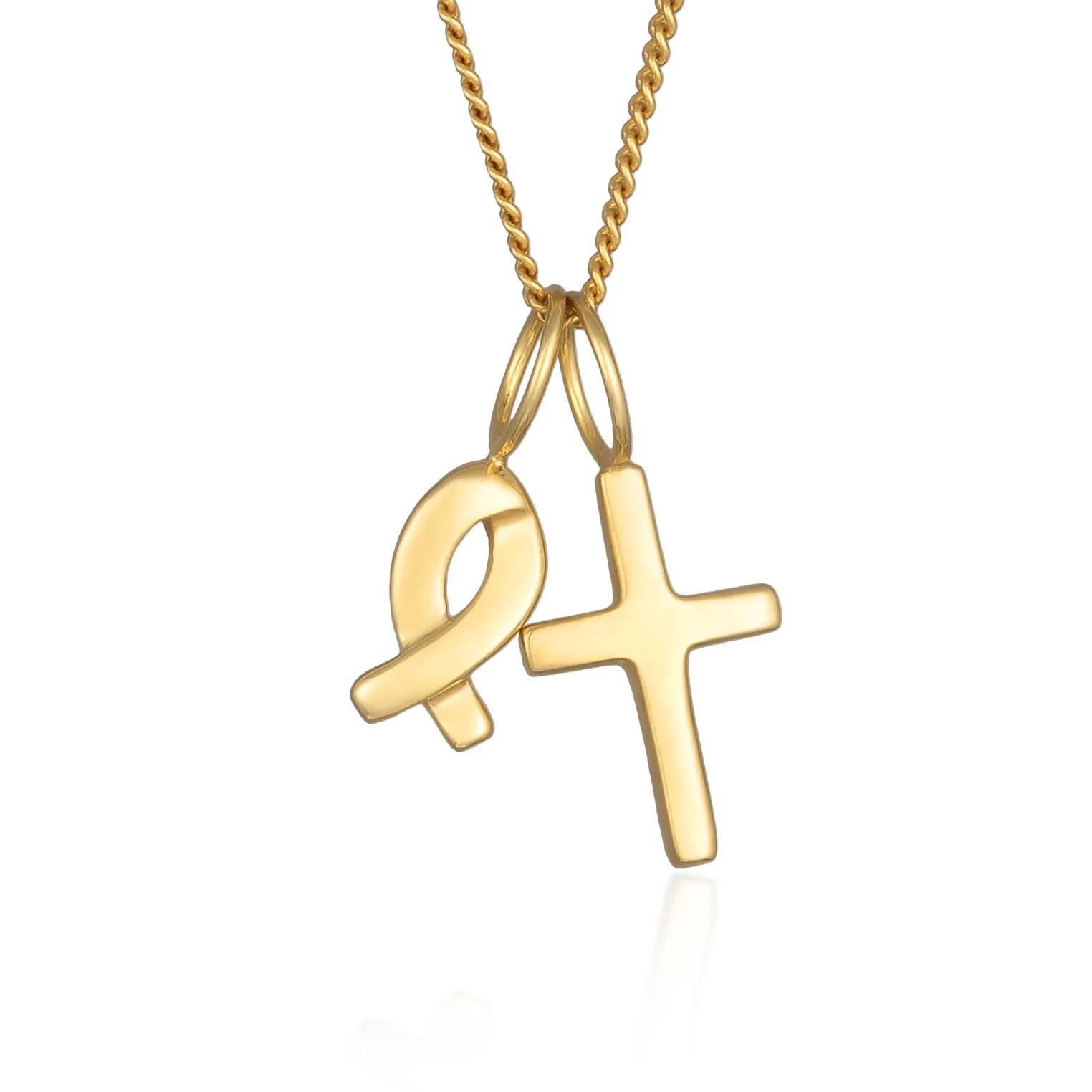 Elli Halsketten - Halskette Kreuz Fisch Symbol Religion Kommunion 37 - Gr. unisize - in Gold - für Damen