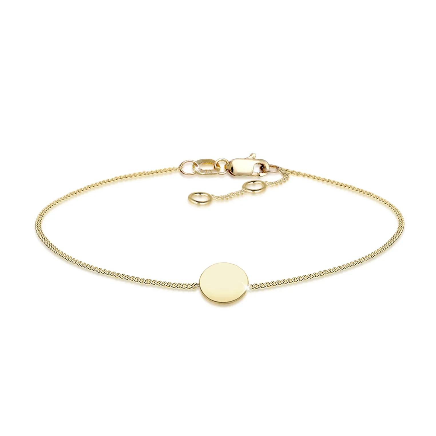 Elli Armbänder - Armband Kreis Basic Geo Anhänger Armschmuck 375er - Gr. 16 CM - in Gold - für Damen